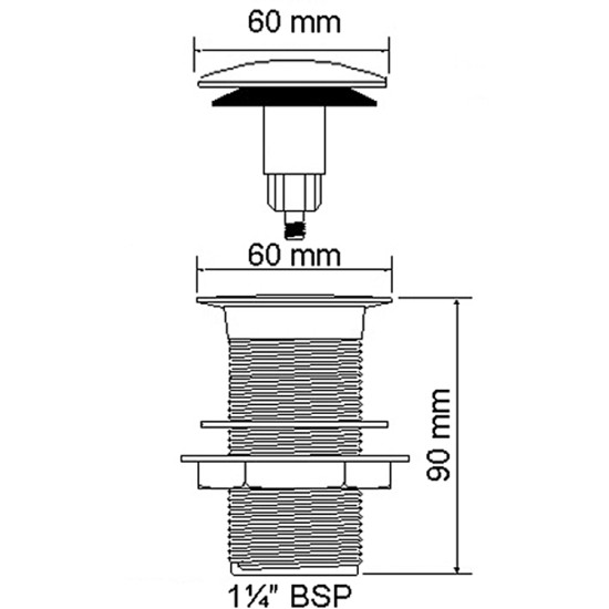 Корок-автомат для умивальника без переливу 5/4" CWU60-CB