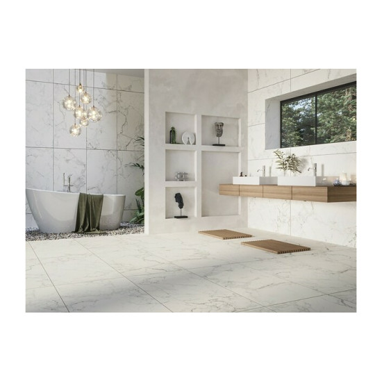 Плитка керамогранітна GPT1006 Calacatta Mild White RECT 598x1198x8 Cersanit