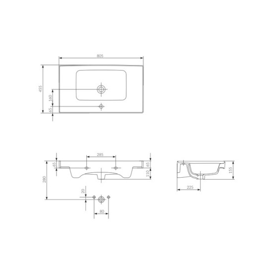 Умивальник 80 см Crea (CCWF1007328215), Cersanit