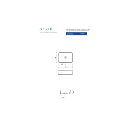 Умивальник 50 см Crea (CCWT1000333927), Cersanit