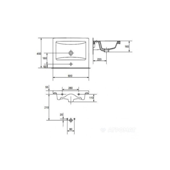 Умивальник 60 см Como (CCWF1000803618), Cersanit