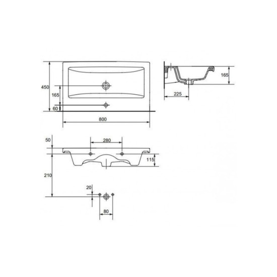 Умивальник 80 см Como (CCWF1000811603) Cersanit