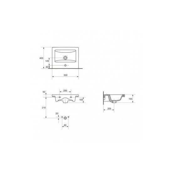 Умивальник 50 см Como (CCWF1000793618), Cersanit