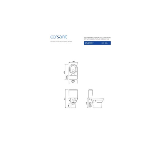 Компакт 602 City New Clean On 011 з кришкою дюропласт soft-close (CCKZ1013471894), Cersanit