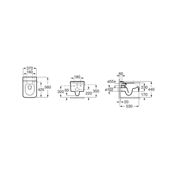 Унітаз підвісний Inspira Square Rimless (A346537000), Roca