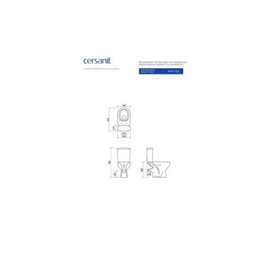 Компакт 616 Arteco 011 New Clean On з кришкою дюропласт soft-close (CCKZ1014021894), Cersanit