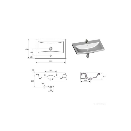 Умивальник 70 см Como (CCWF1006740836), Cersanit
