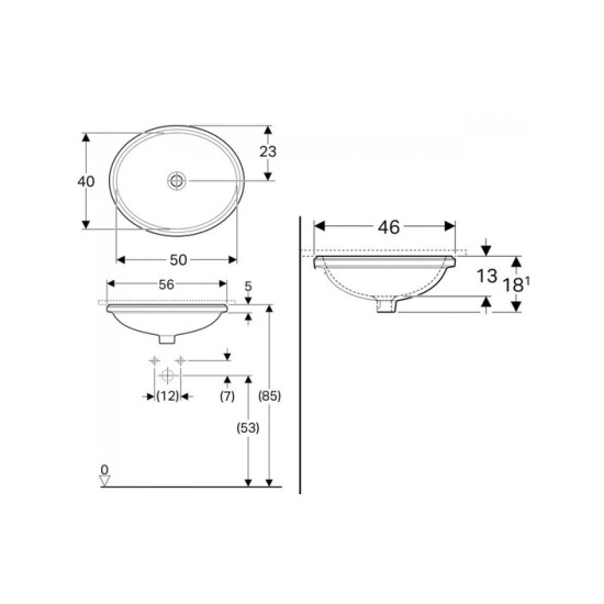 Умивальник VariForm 50 (500.755.01.2) Geberit