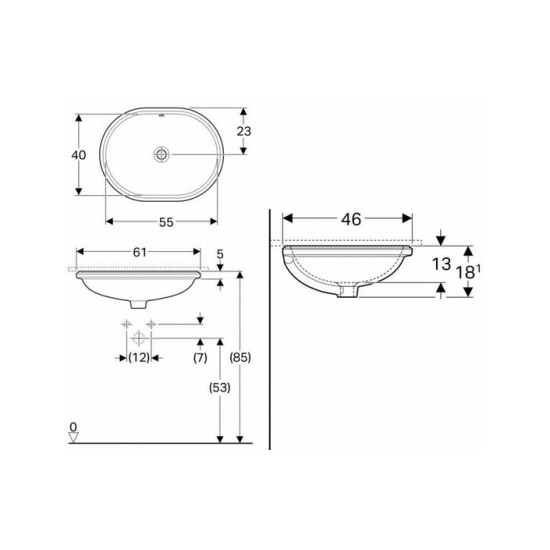 Умивальник VariForm 55 (500.757.01.2) Geberit