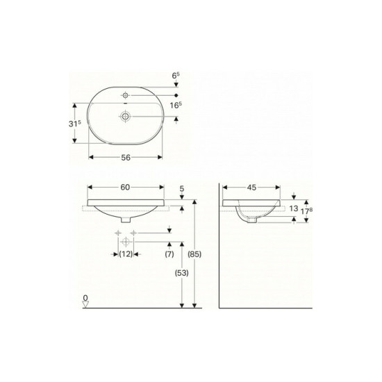 Умивальник VariForm 60 (500.733.01.2) Geberit