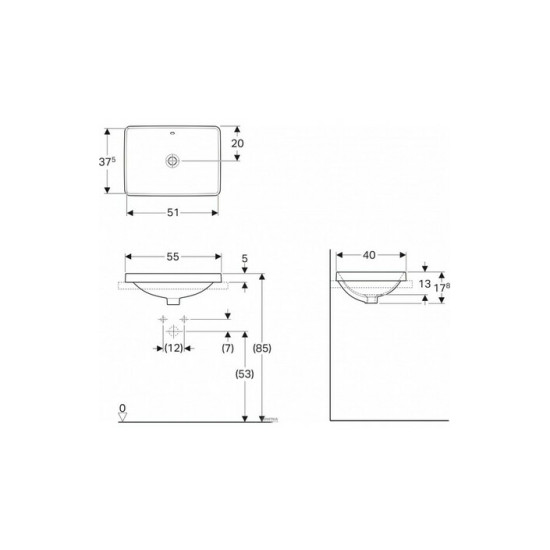 Умивальник VariForm 55 (500.737.01.2) Geberit