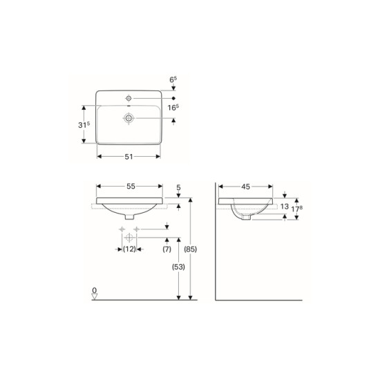Умивальник VariForm 55 (500.741.01.2) Geberit