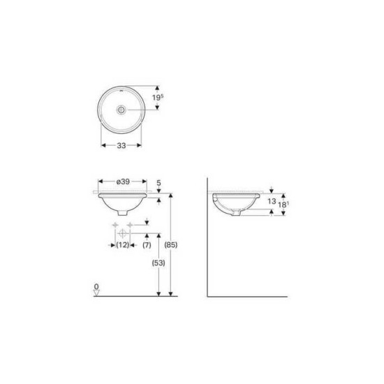 Умивальник VariForm 39 (500.745.01.2) Geberit