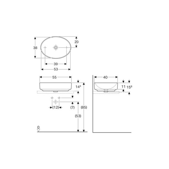 Умивальник VariForm 55 (500.771.01.2) Geberit