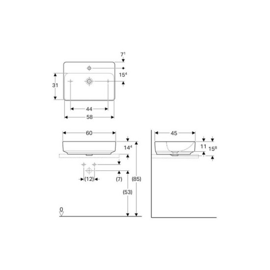 Умивальник VariForm 60 (500.780.01.2) Geberit