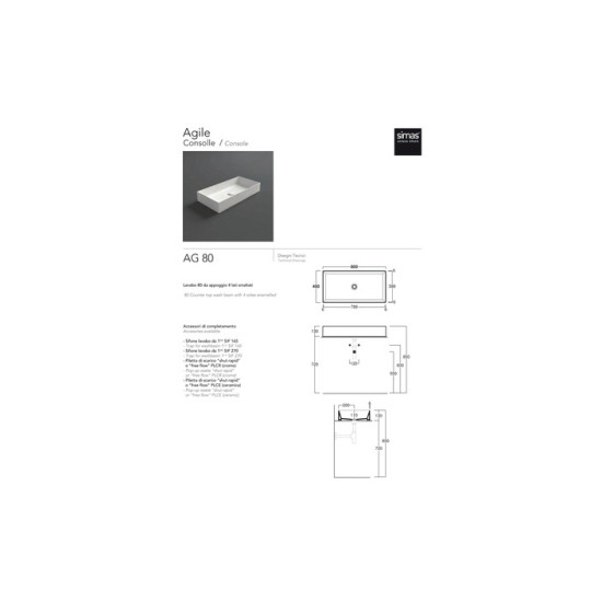 Умивальник AG 80 Agile (AG80) Glossy white SIMAS