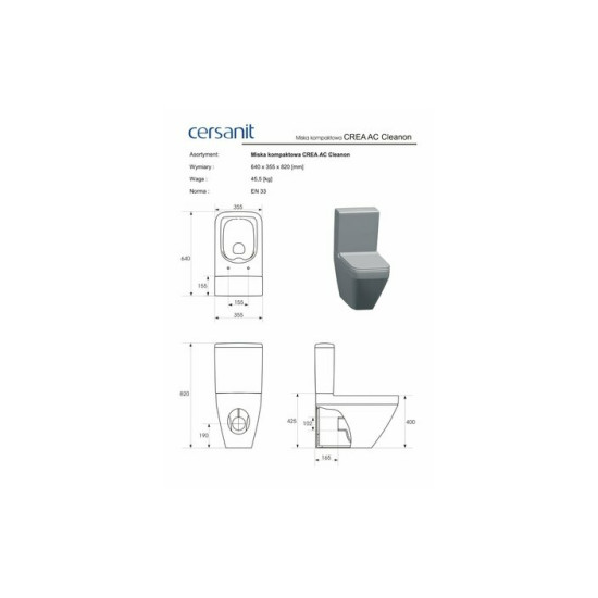 Бачок для унітаза Crea 011 (CCTZ1008107305) Cersanit