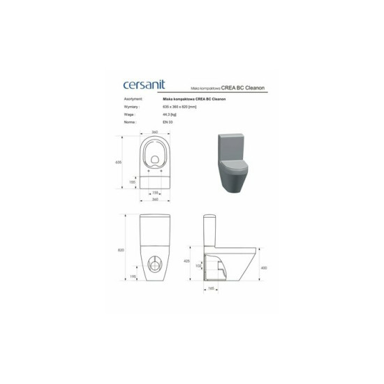 Бачок для унітаза Crea 011 (CCTZ1008107305) Cersanit