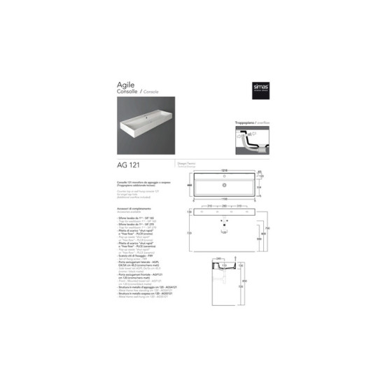 Умивальник AG 121 Agile (AG121) Glossy white SIMAS