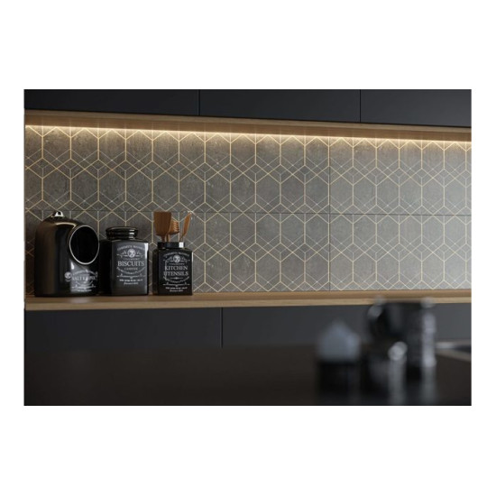 Плитка керамогранітна Softcement Graphite Decor Geo POL 297x1197x8 Cerrad