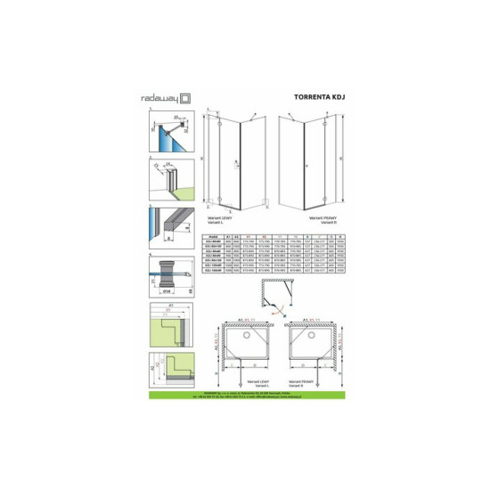Душова кабіна прямокутна Torrenta KDJ 80 L×100 32250-01-05NL RADAWAY