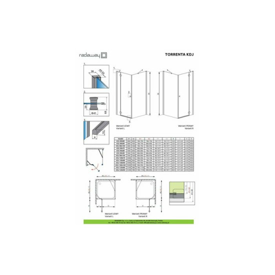 Душова кабіна прямокутна Torrenta KDJ 90 L×75 32248-01-01NL RADAWAY