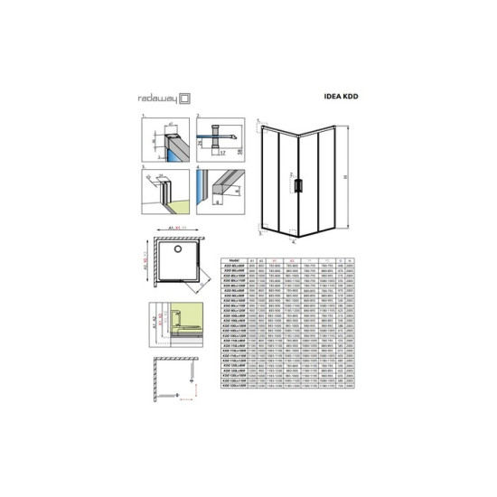 Душова кабіна (половина) Idea Black KDD 80 права, RADAWAY