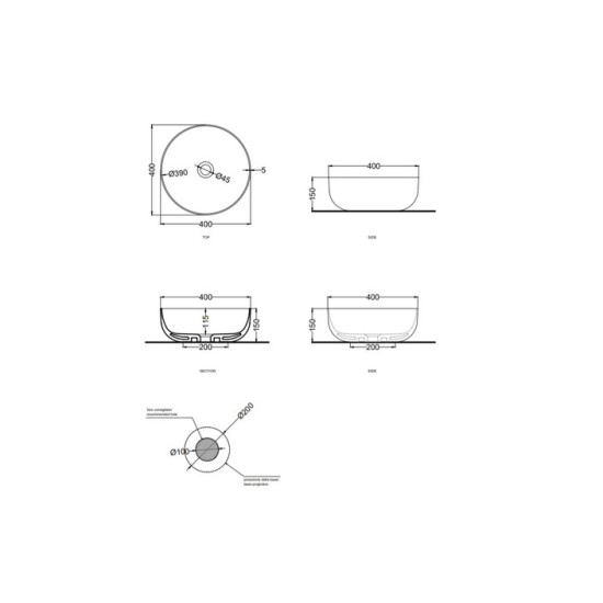 Умивальник Bacinelle Era Small (BAERA40SM) smeraldo, CIELO