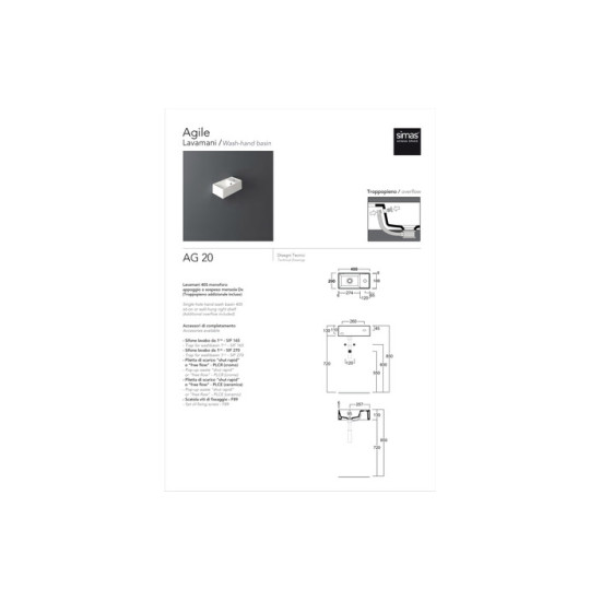 Умивальник AG 20 Agile (AG20NM) Black matt, SIMAS