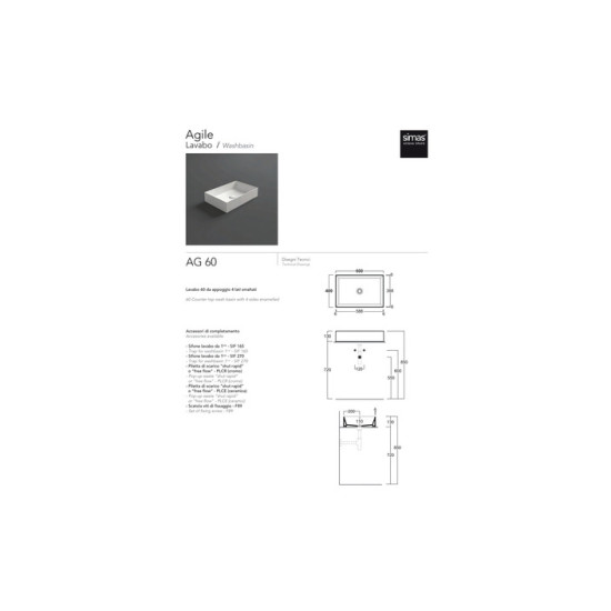Умивальник AG 60 Agile (AG60NM) Black matt SIMAS