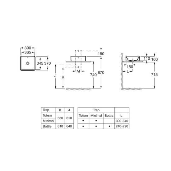 Умивальник Gap 390х370 (A3270ML000), Roca