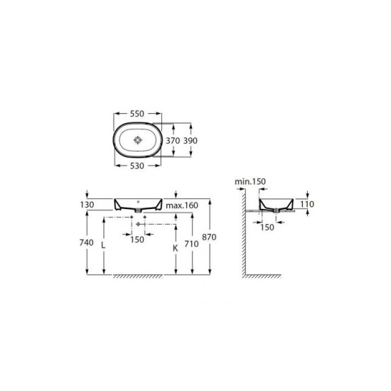 Умивальник Gap 550х390 (A3270Y1000), Roca