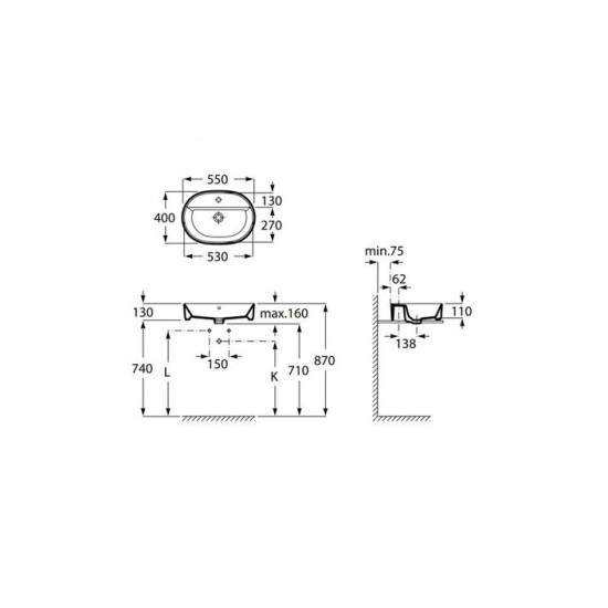Умивальник Gap 550х400 (A3270Y0000), Roca