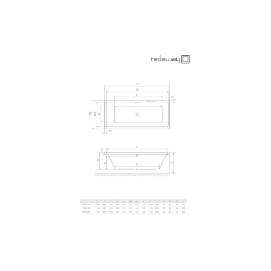 Ванна прямокутна TIANA 180х80 RADAWAY