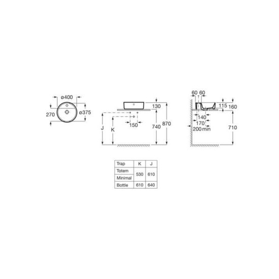 Умивальник Gap-Alter 400 A3270MK000 Roca