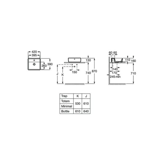 Умивальник Gap Square 420х390 (A3270MM000), Roca