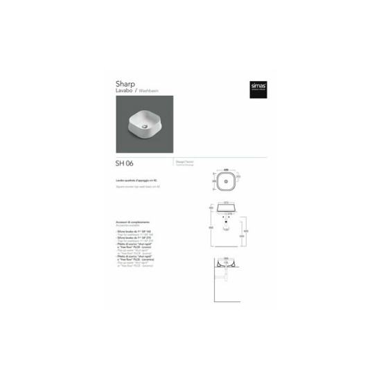 Умивальник SH 06 Sharp (SH06) Glossy white SIMAS