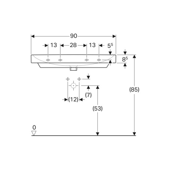 Умивальник 90 Smyle Square 500.250.01.1 Geberit