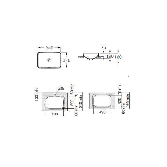 Умивальник Inspira Square 370х550 A327534000 Roca