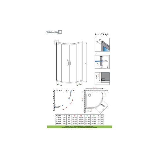 Душова кабіна напівкругла Alienta A 80x80 10228080-01-01 RADAWAY