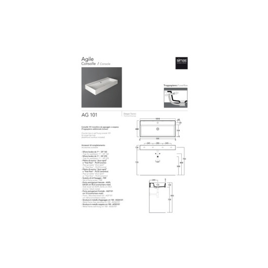 Умивальник AG 101 Agile (AG101) Glossy white SIMAS