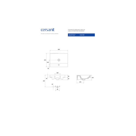 Умивальник 60 см Larga CCWF1008491904 Cersanit