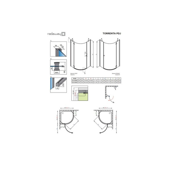 Душова кабіна напівкругла Torrenta PDJ 80 L 31710-01-05N RADAWAY