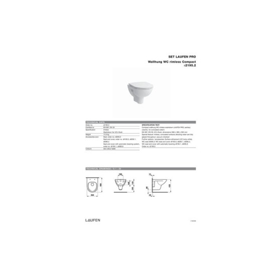 Унітаз підвісний з кришкою soft-close Laufen PRO Rimless LAUFEN