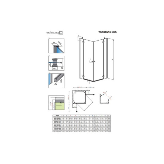 Душова кабіна прямокутна Torrenta KDD 100L×80R 32273-01-01NL RADAWAY