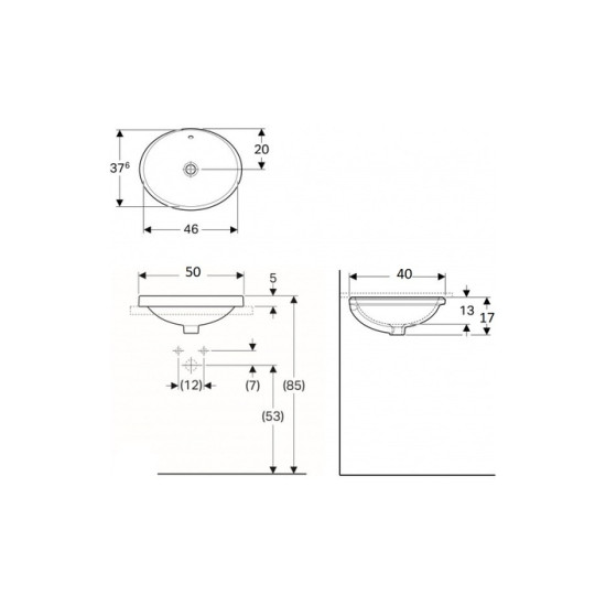 Умивальник VariForm 50 (500.709.01.2) Geberit