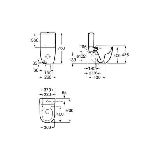 Унітаз підлоговий Meridian-N Rimless (A34224L000), Roca