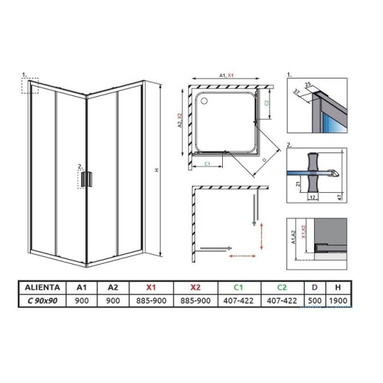 Душова кабіна Alienta С 90x90 10239090-01-01 RADAWAY