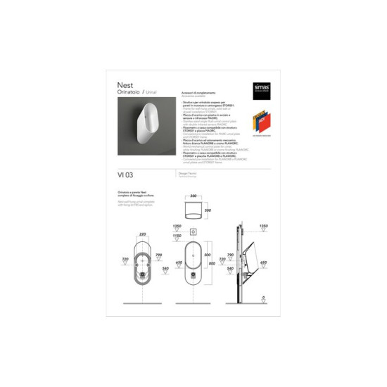 Пісуар Vignoni VI03-F85 Glossy White SIMAS