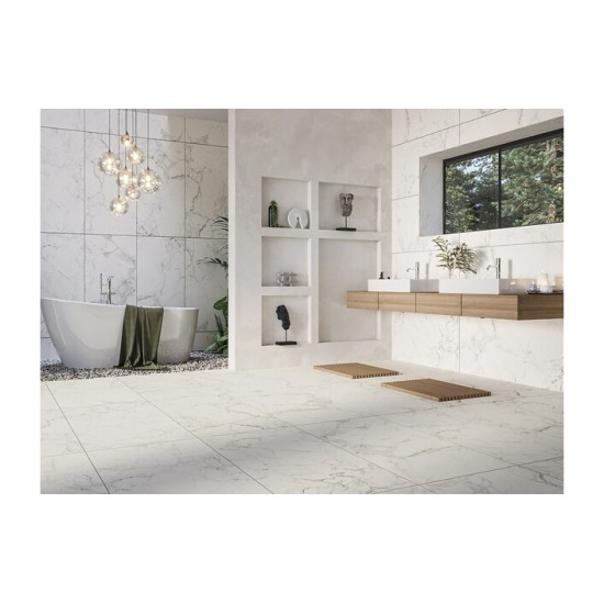 Плитка керамогранітна Calacatta Mild White RECT 598x598x8 Cersanit